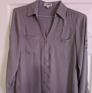Express Portofino Shirt Blouse Size Small Gray